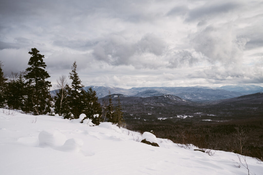 Scenic winter view from Cobble Lookout in Wilmington, New York.