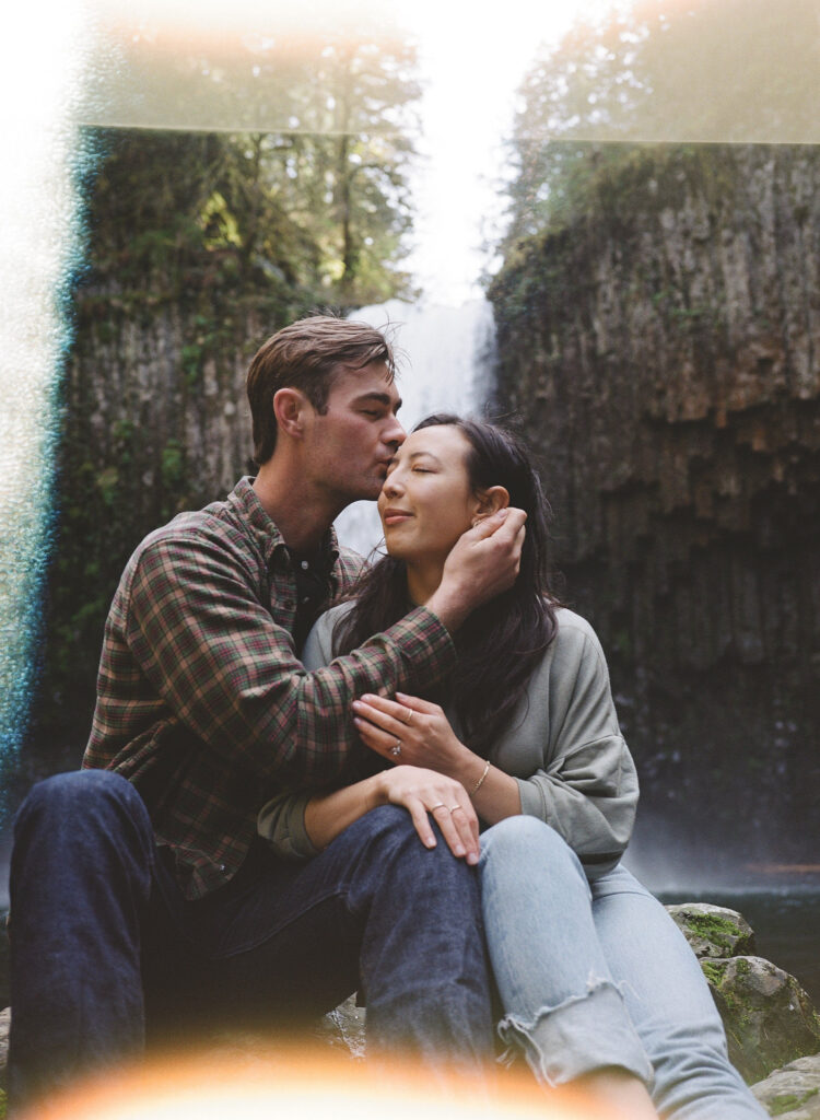 A medium format film scan from a couple's Abiqua Falls engagement session.