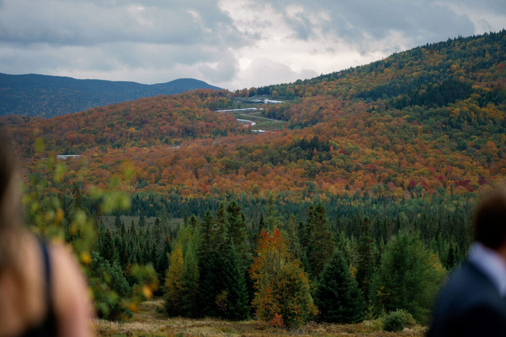 Autumn Adirondack mountains with Olympic luge track near Lake Placid wedding location