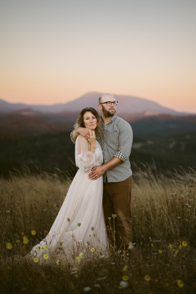 Mary's Peak can be seen in the background of this married couples' anniversary session at Fitton Green in Corvallis, Oregon.